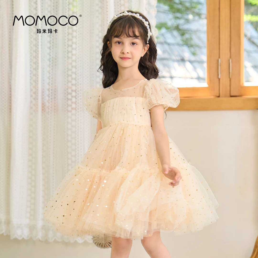 MOMOCO儿童夏季洋气公主泡泡袖韩版高级纱裙公主裙76630471125