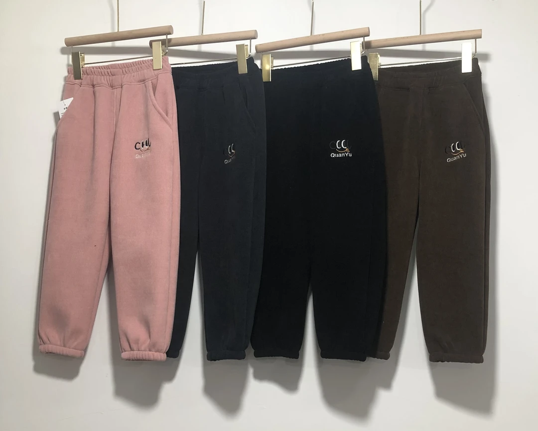 中童加绒束脚超细条时尚百搭舒适休闲裤