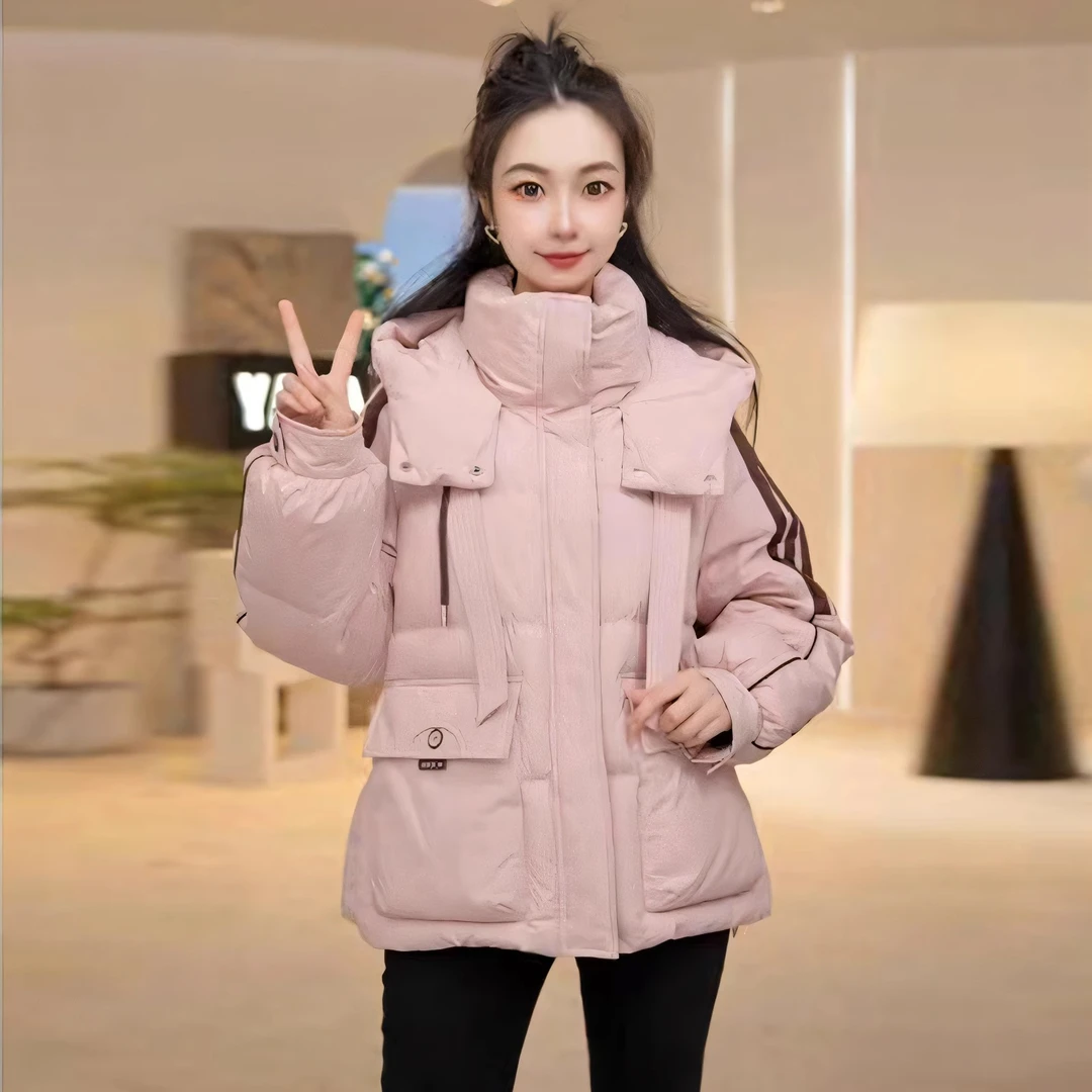 羽绒服女冬季2024新款韩版时尚洋气短款小个子加厚连帽白鸭绒外套