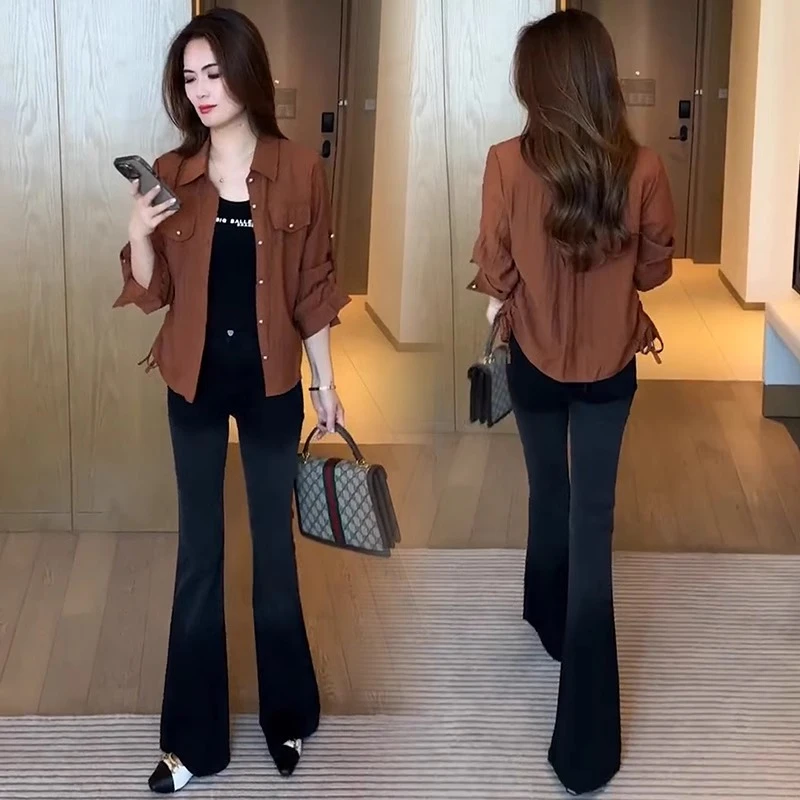 秋季时尚气质显瘦设计感韩版小众上衣洋气轻熟风小个子薄款衬衫