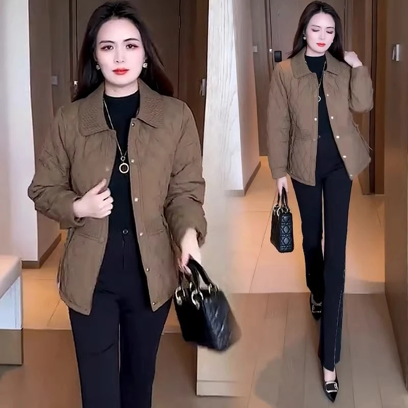 秋冬夹棉棉衣休闲保暖上衣新款洋气棉服小个子短外套女士中年妈妈