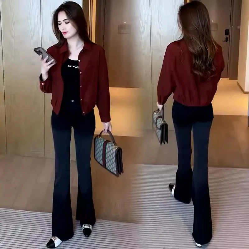 时尚休闲短外套女2025春秋新款洋气显瘦小个子百搭宽松衬衣上衣潮