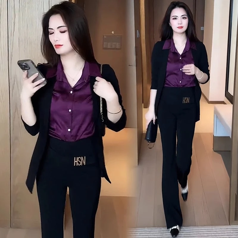 【返潮复古】假两件长袖衬衫女针织开衫秋季百搭拼接宽松洋气上衣