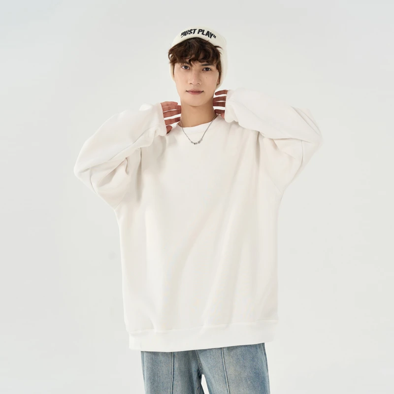 【情侣同款】2024秋冬新款休闲百搭纯色宽松圆领双面穿打底衫卫衣