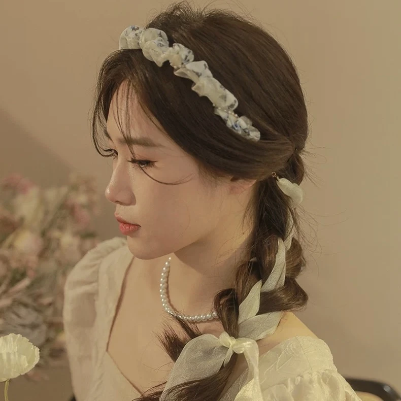 G005超仙飘带发箍绑发一体发卡发饰网红新款森系链条发带头少女饰