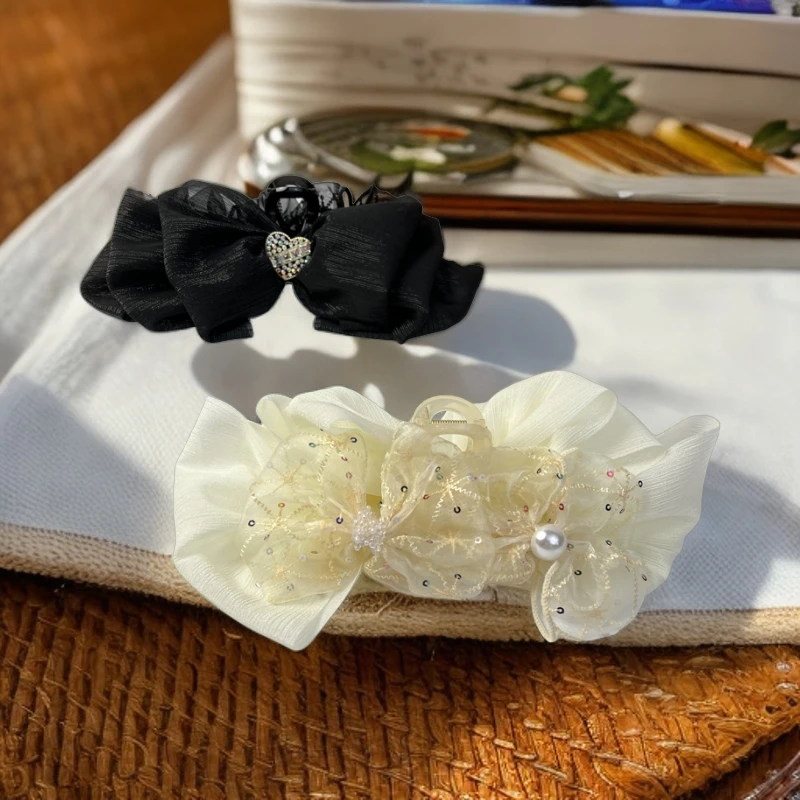 时尚爱心AB面彩色亮片雪纺云朵抓夹韩系甜美在逃公主鲨鱼夹