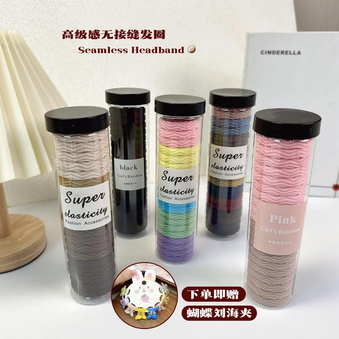 高弹力耐用不伤发高马尾波浪纹发圈彩色无接缝皮筋韩版扎头发绳