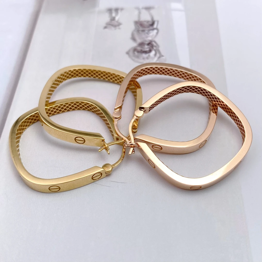 18K金 方形大耳圈 大号百搭轻奢时尚大气法式 多样性发其一爱珞思