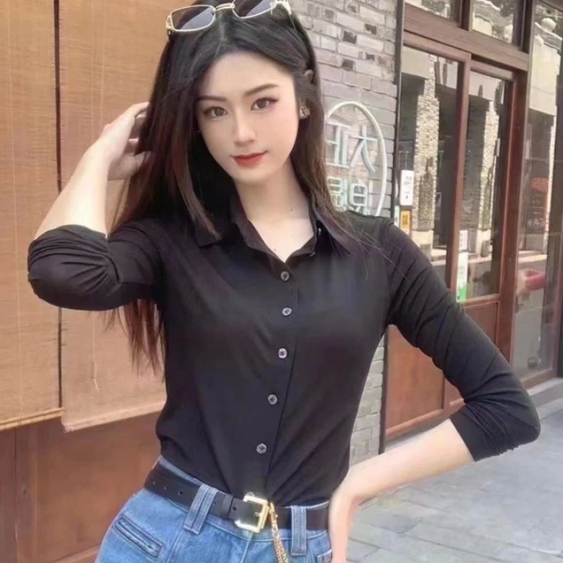 {专柜}商城同款2025新款修身气质百搭POLO领网纱长袖1300782