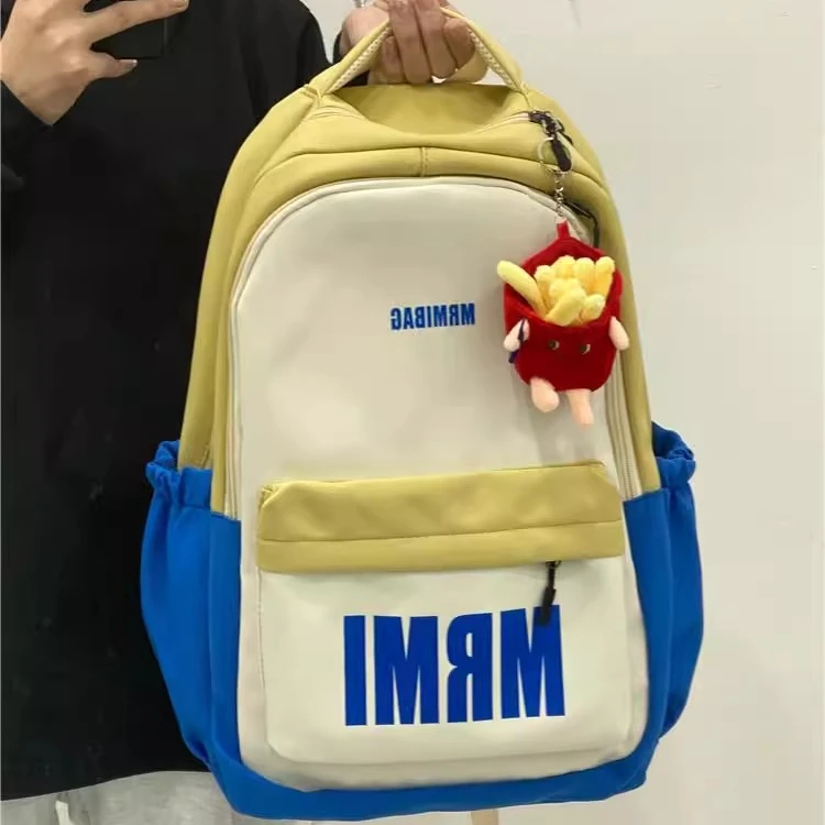 学院风书包初中女生高颜值字母双肩包女高中大学生休闲百搭背包男