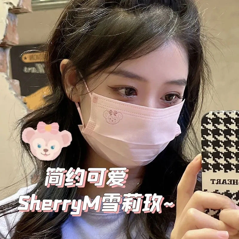 新款雪莉玫口罩粉色高颜值少女心迪士尼三层防尘透气独立包装成人