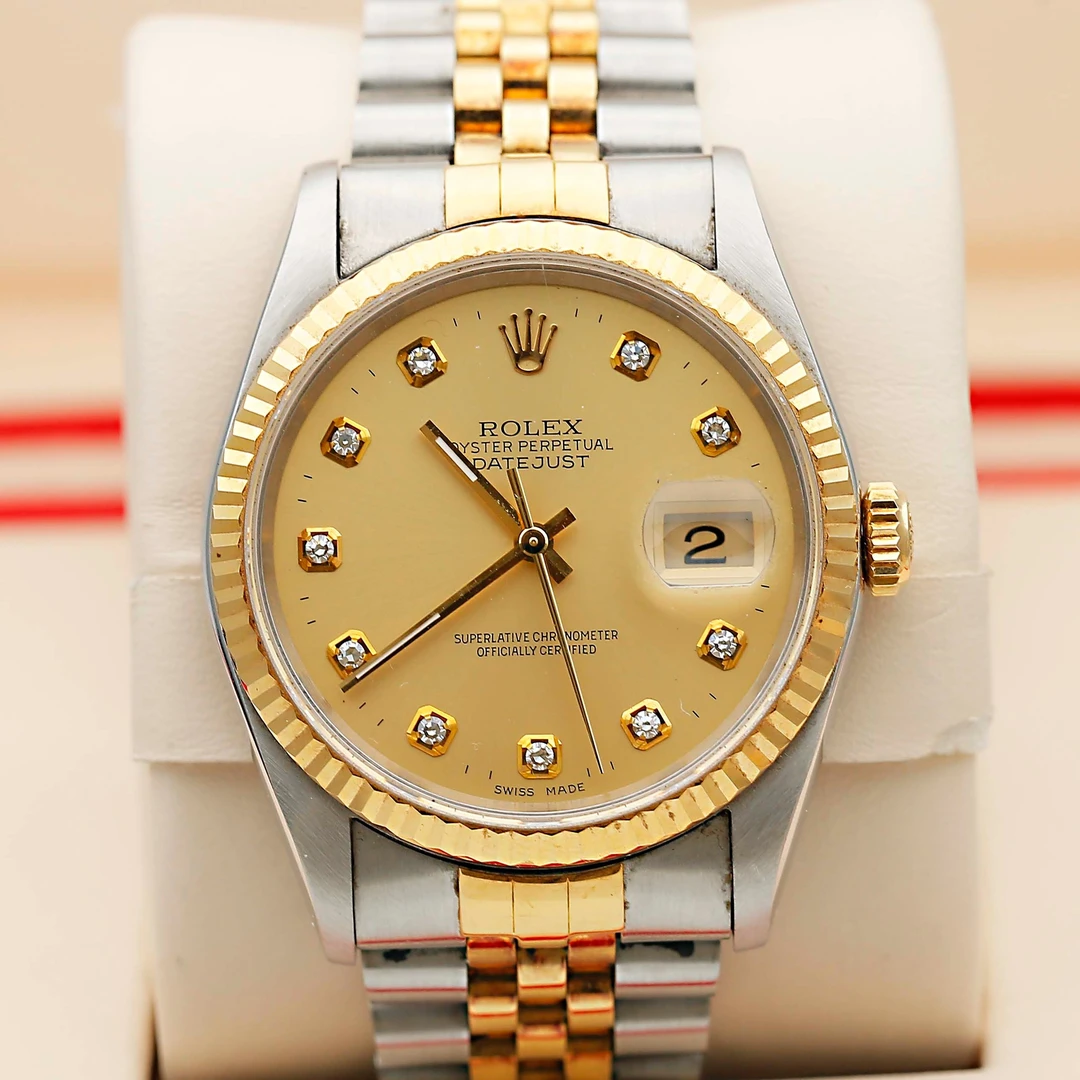 99新 Rolex/劳力士 日志16233/自动机械男表/间金后钻/36mm/单表