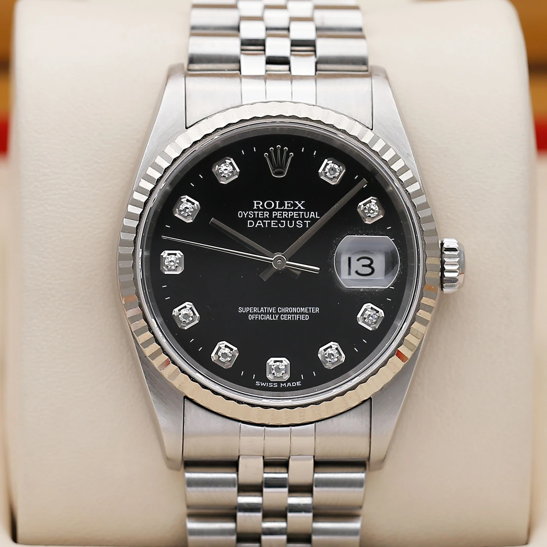 99新 Rolex/劳力士 日志16234/黑盘原钻/自动机械/36mm/单表