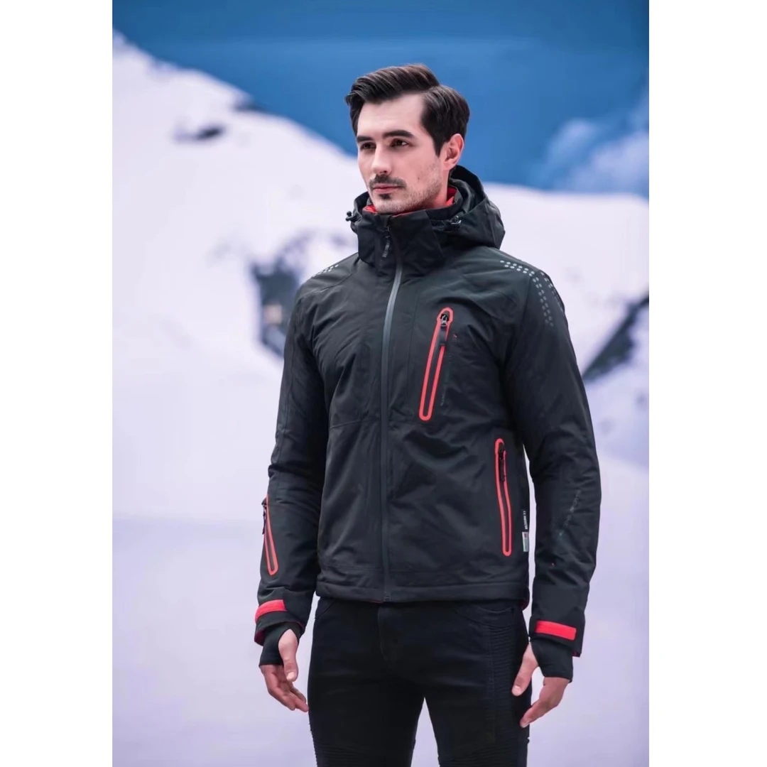 J21M26  摩托车秋冬连帽骑行服      防风保暖冲锋机车服