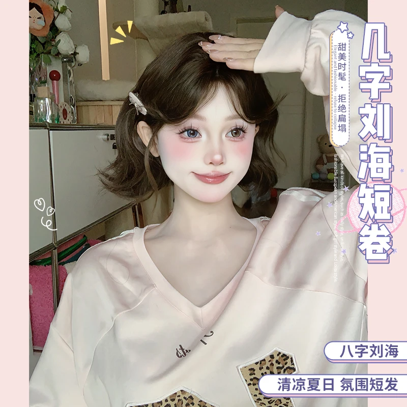 一口喵假发女日常网红短发lolita新款自然jk全头套假发
