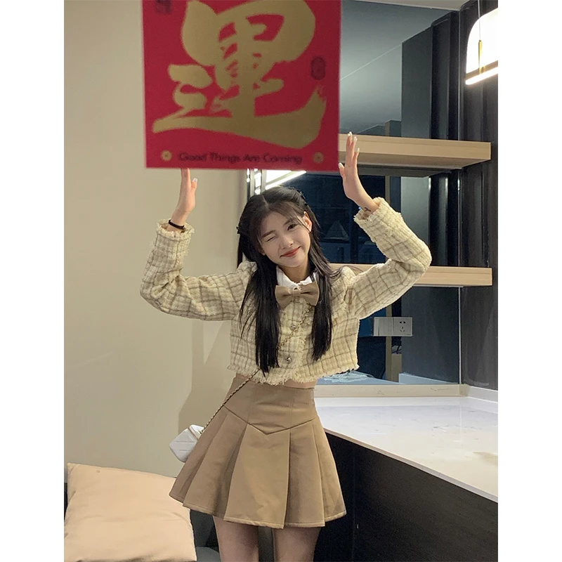 77  “春莺来信”  时尚小香百褶气质套装
