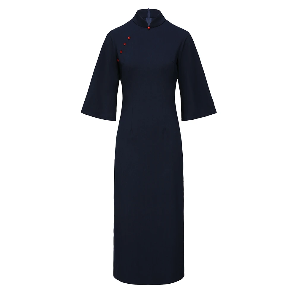 新中式春秋气质改良倒大袖旗袍连衣裙年轻款日常可穿复古长款显瘦