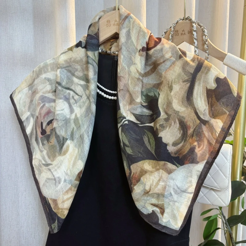 【玫瑰的故事】65cm双面方巾丝绒秋冬新款保暖丝巾女士围巾百搭丝巾