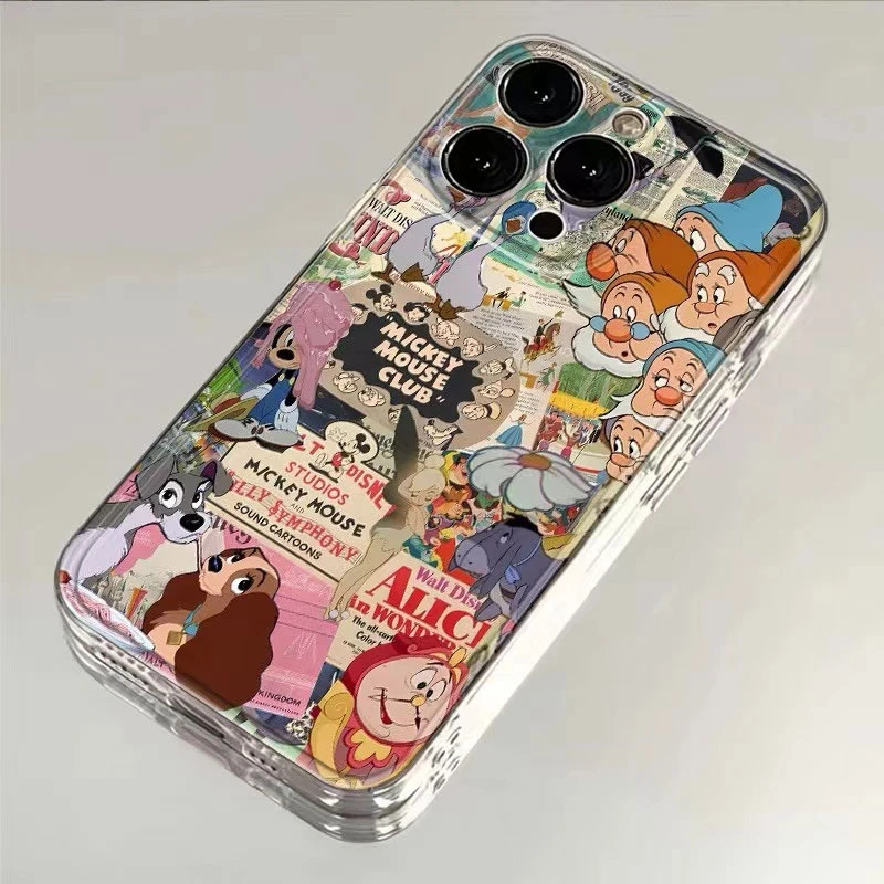 复古报纸米奇苹果适用于苹果手机壳11/12/13promax软壳7/8plus/xs