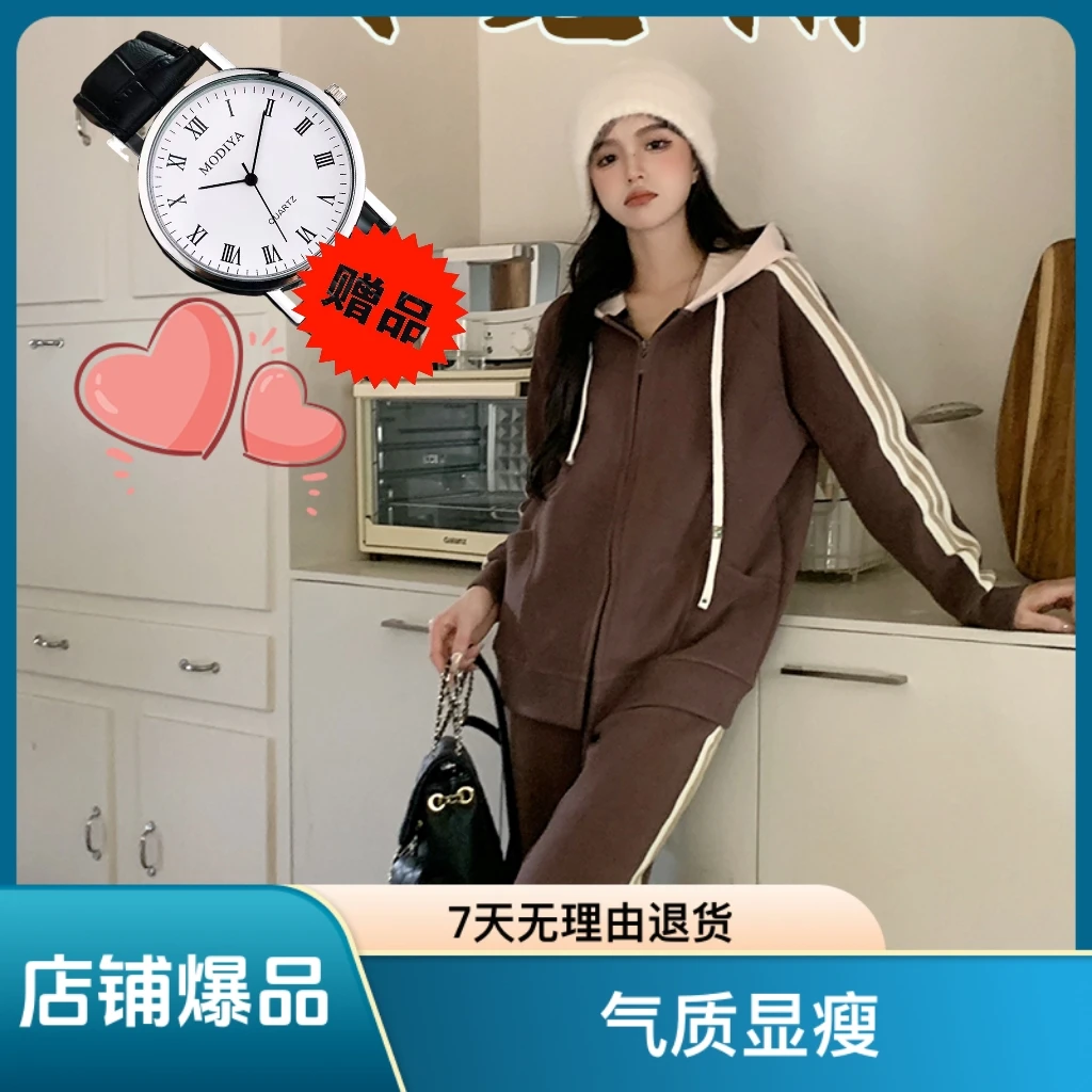 黑金沸腾套装秋冬新款加绒加厚保暖新科技运动宽松时尚套装百搭