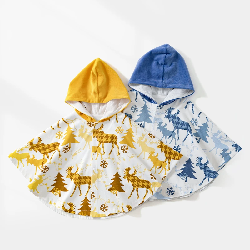 妙贝亲婴儿斗篷春秋外出披风纯棉外套早秋季出门宝宝防风披肩连帽