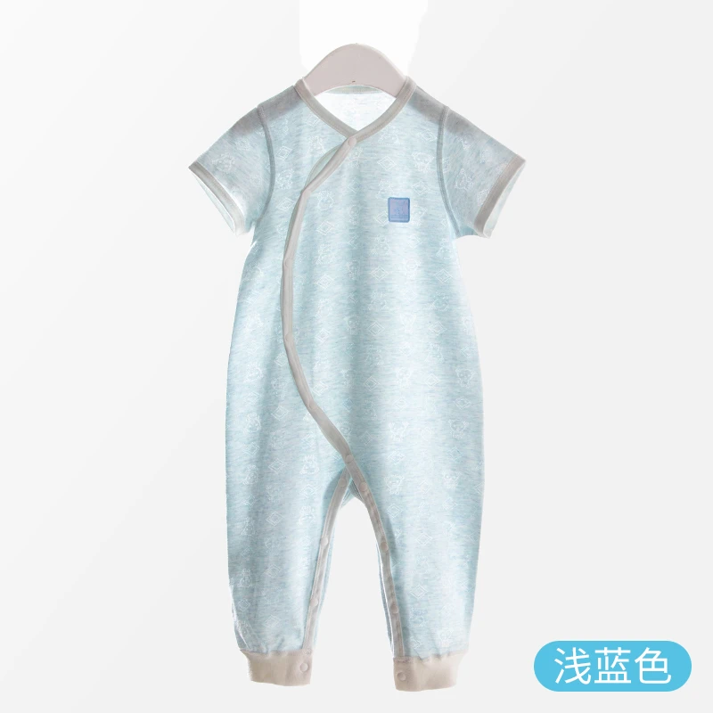 妙贝亲菱形熊新生儿短袖长裤哈衣婴幼儿薄款贴身连体衣59、66码