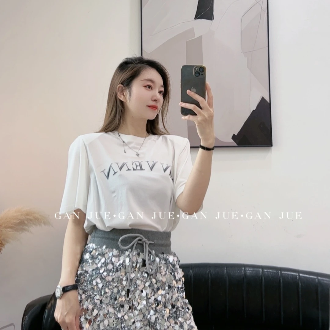 avvenn设计师品牌 福福 黑白T恤 女