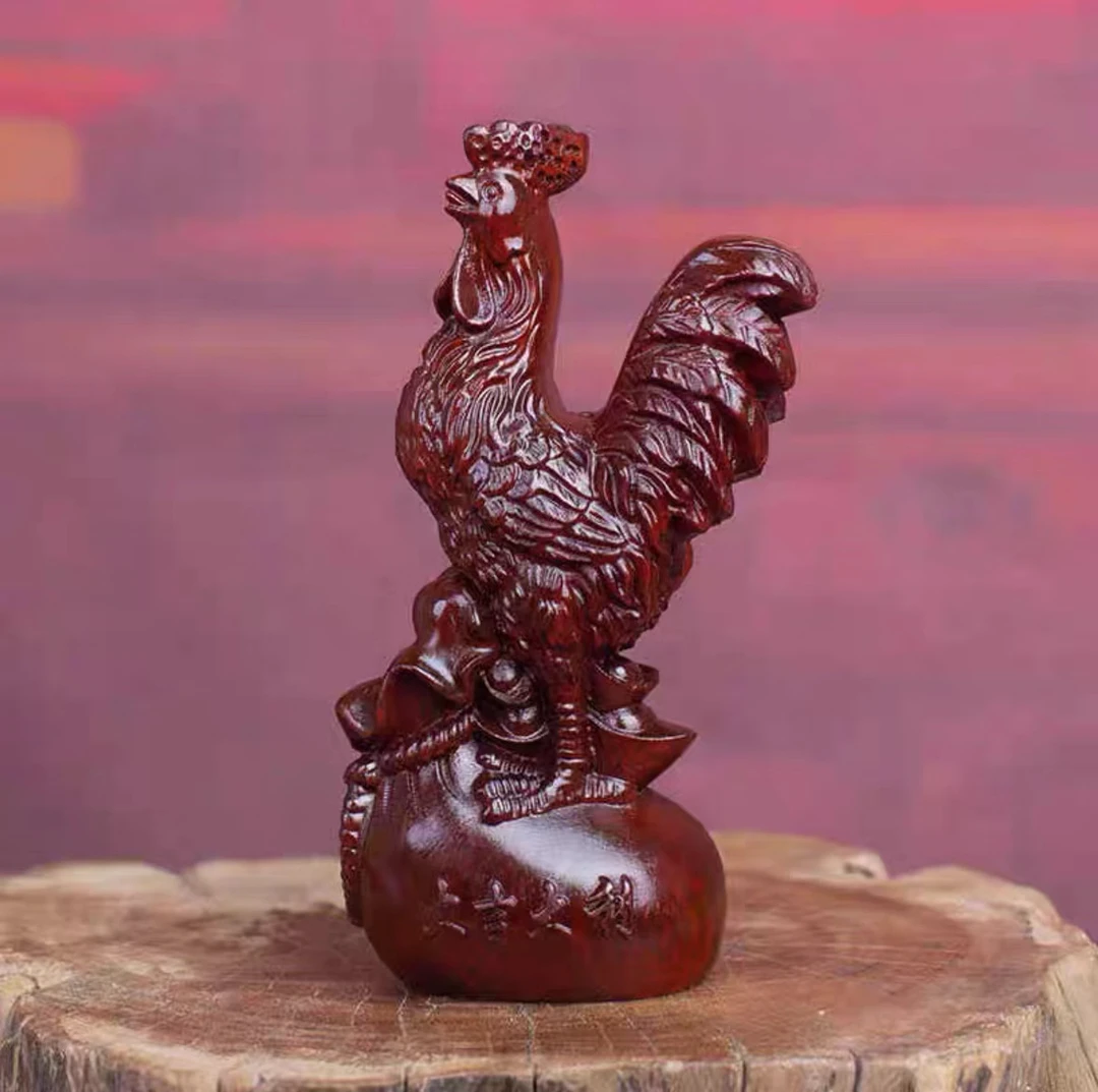 紫檀-大吉大利，招财大公鸡摆件