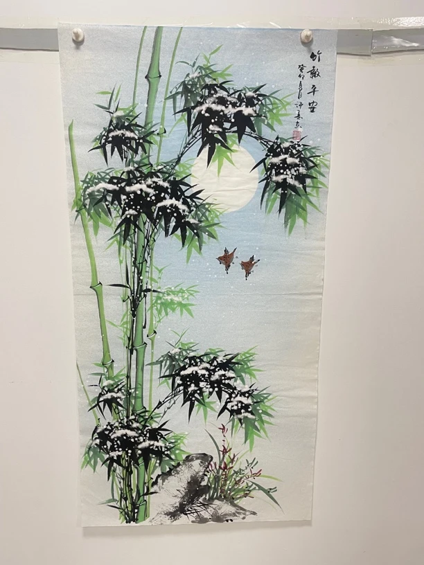 国画 竹报平安 四尺雪竹(竖幅)许墨老师手绘作品140cm*70cm未装裱