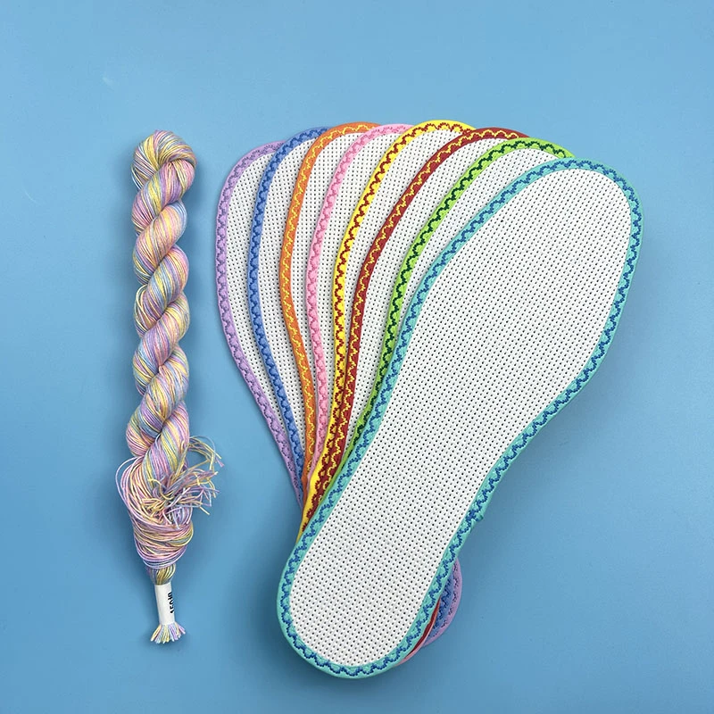 彩边加厚七层棉布白板十字绣鞋垫手工刺绣吸汗透气防臭鞋垫自己绣