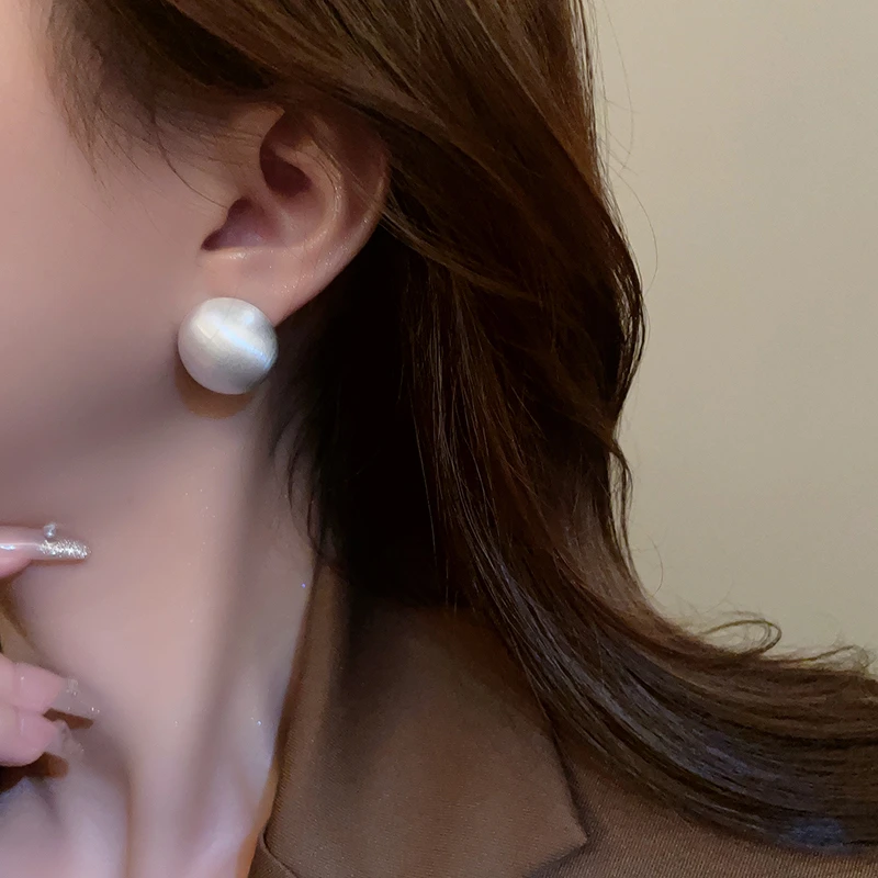 合金耳饰 磨砂拉丝豆豆耳钉女韩国百搭耳环2022年新款耳饰品耳坠
