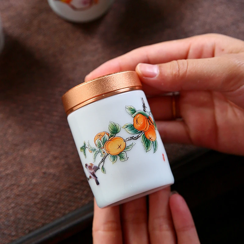 便携旅行陶瓷茶叶罐小茶罐茶叶储存罐随身户外密封小号存茶醒茶罐