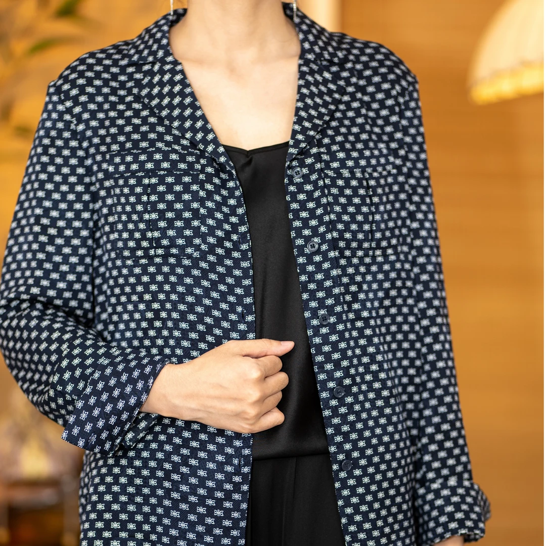 【真丝上衣】秋季满印新款满印碎花气质长袖真丝衬衫