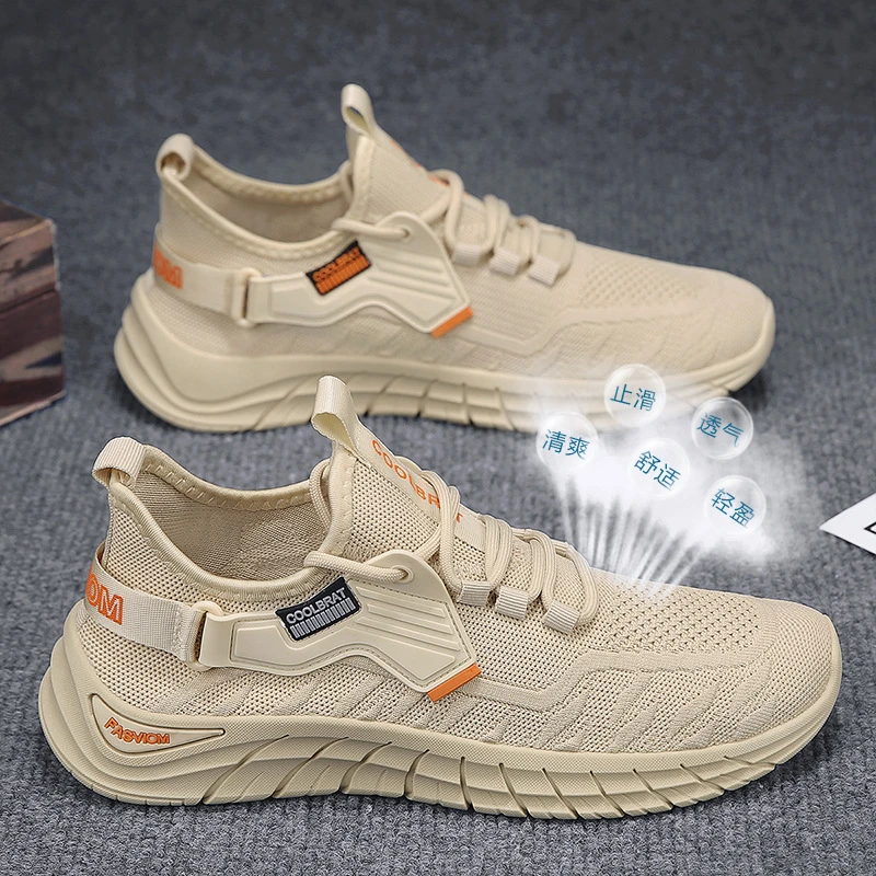 2024夏季男鞋透气百搭防臭网鞋网面飞织轻便休闲鞋潮流男士运动鞋