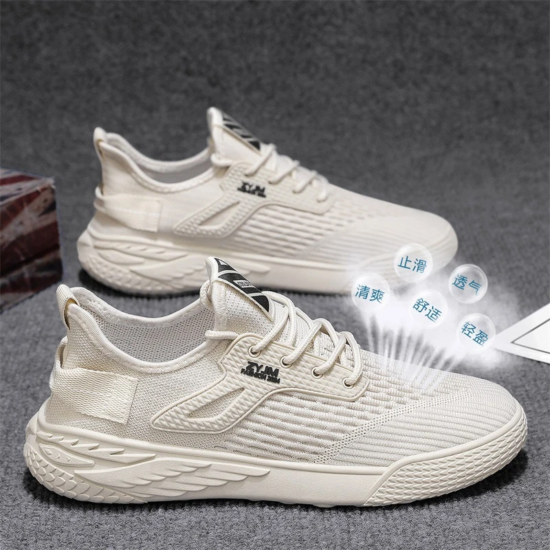 男鞋春季透气防臭飞织网面网鞋男款工作休闲跑步鞋软底软面运动鞋