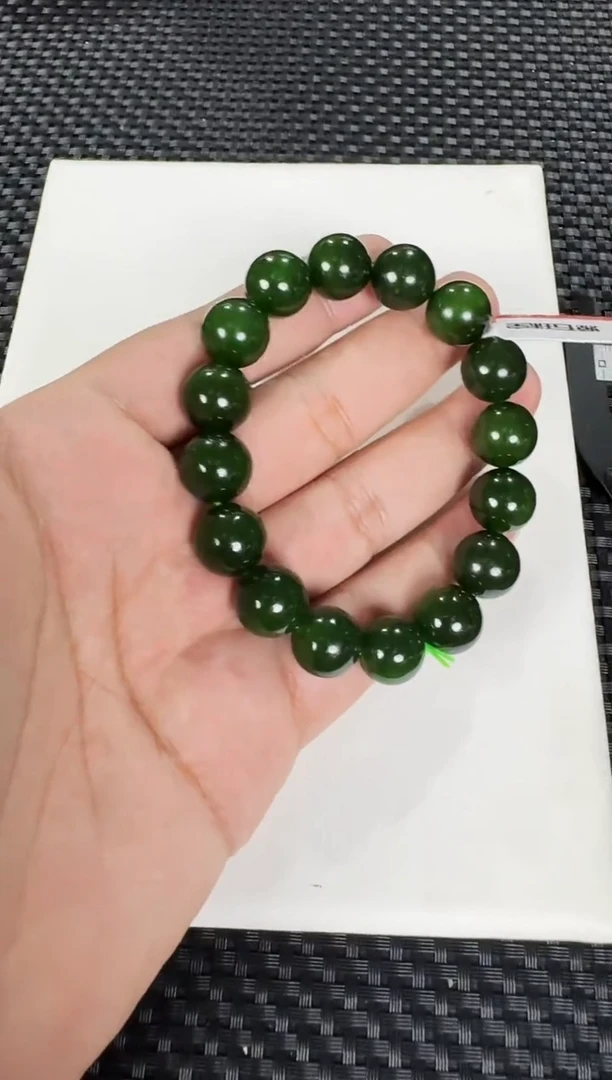 【闪购商品】和田玉(碧玉)手串未镶嵌约13mm红皮菠菜绿