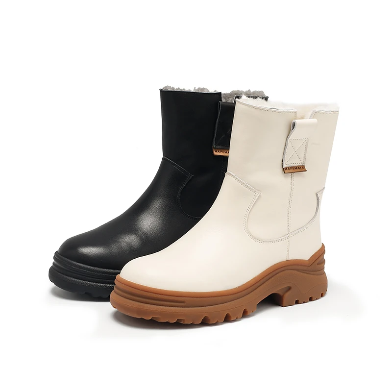 39737-433保暖短筒羊羔毛雪地靴女靴英伦风马丁靴女厚底短靴女