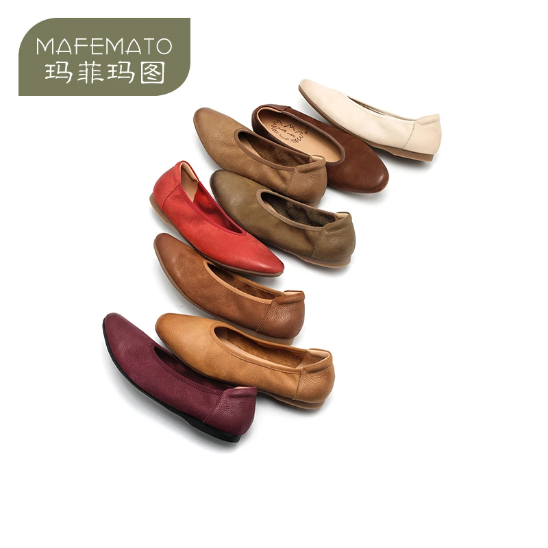 8318-1S春秋季百搭低跟舒适工作女鞋小方头浅口平底单鞋奶奶鞋女