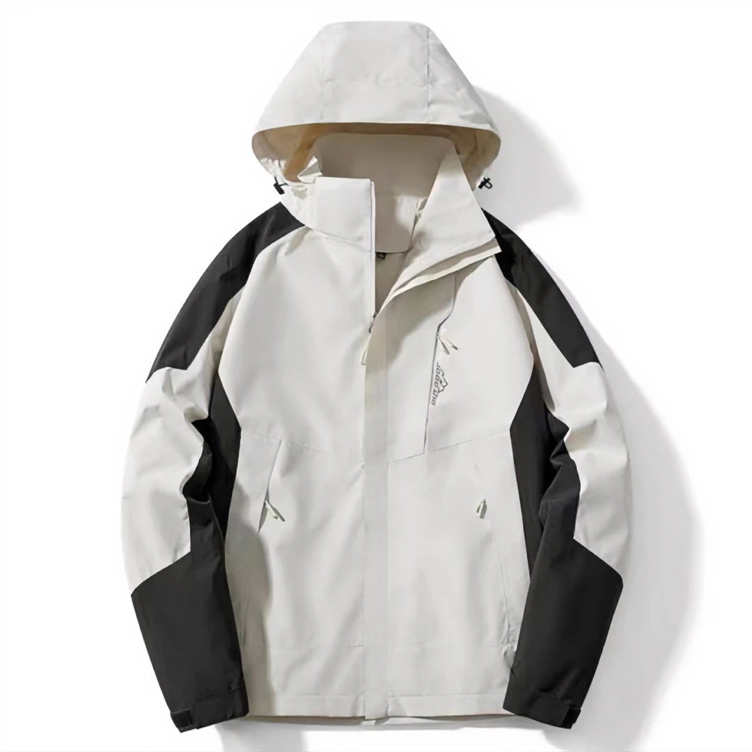 （裤里男服饰1）户外登山冲锋衣外套男女同款连帽春秋旅游防风