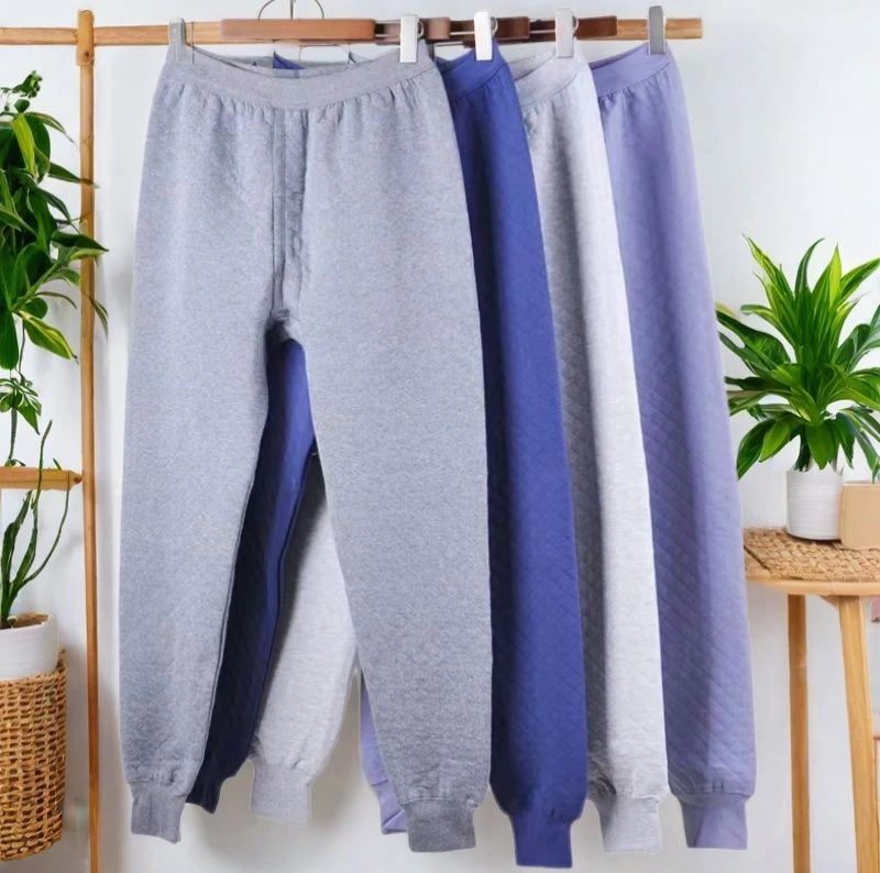 中老年人男士保暖裤三层加厚加肥加大码高腰深裆宽松秋裤冬季