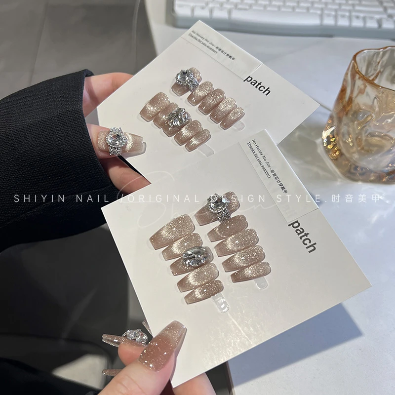 A295戒托猫眼轻奢款时音纯手工穿戴甲定制显白高级美甲可拆卸甲片