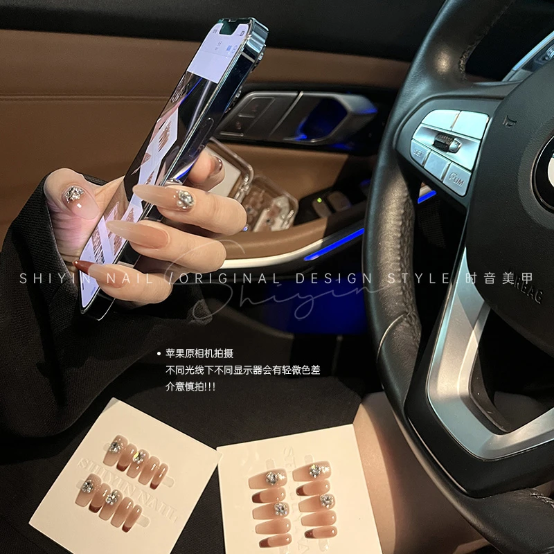 A269 腮红法式秋冬显白款时音纯手工穿戴甲可拆卸甲片指甲贴