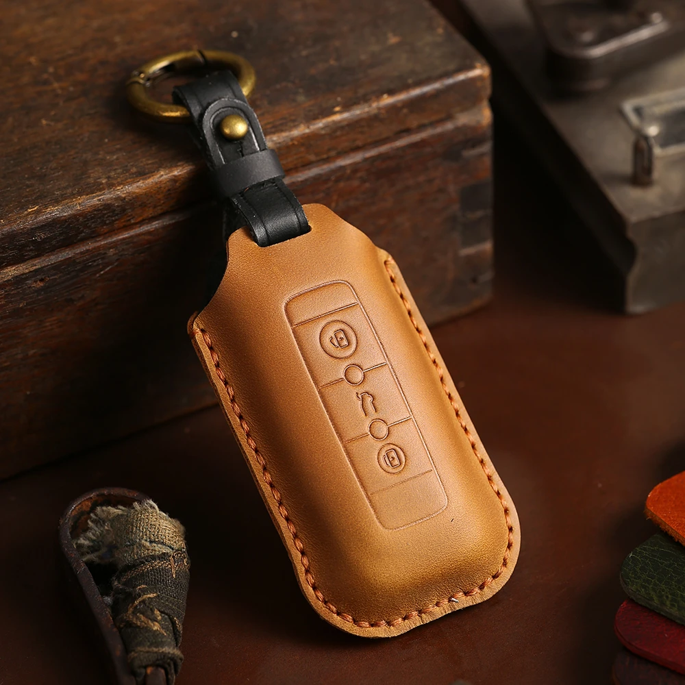 奇瑞车钥匙套观致星途捷途瑞虎QQ艾瑞泽专用手工单缝线真皮壳扣包