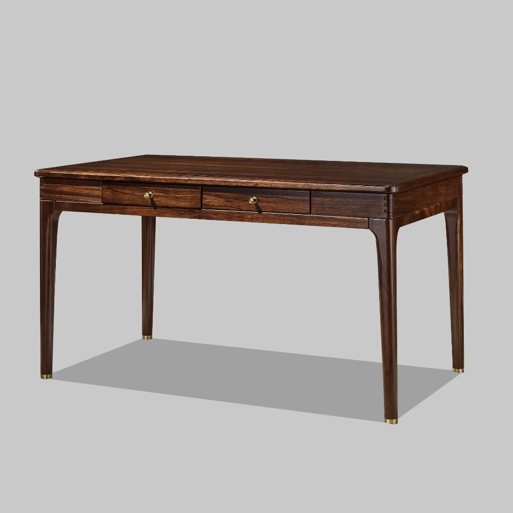 新中式黑檀木四个抽屉实木餐桌 一桌四椅家用餐厅