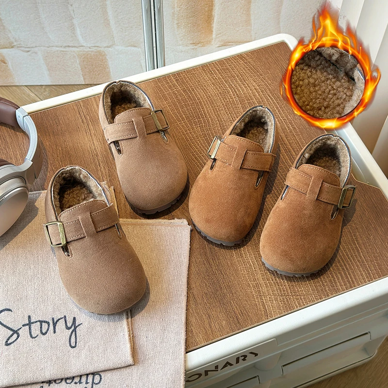 【卷妈专属】2024冬季新款儿童加绒韩版勃肯鞋软底加厚保暖韩系棉鞋