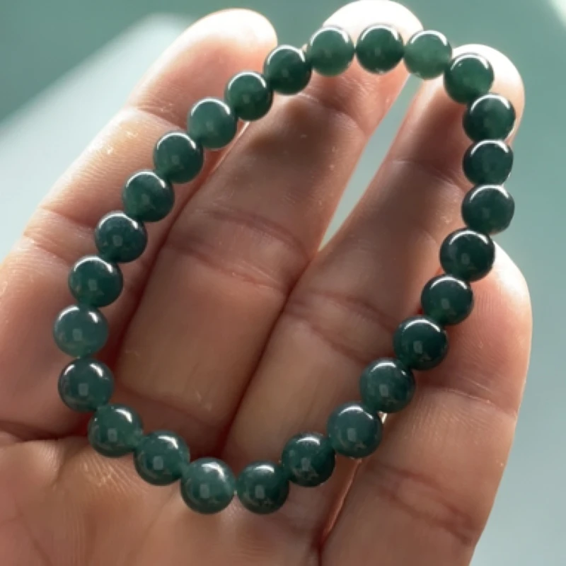 天然翡翠A货卡6MM蓝水手串女款深蓝色时尚百搭手串细糯老蓝水手串