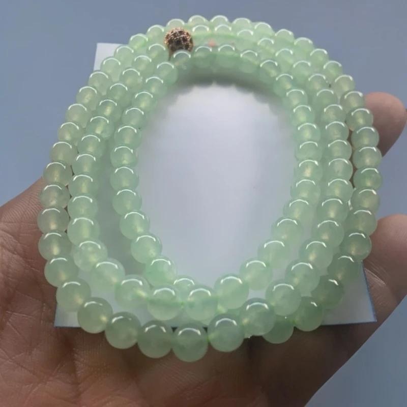 天然缅甸翡翠A货卡6冰睛水项女款睛水项链糯冰睛绿项链糯冰种睛色