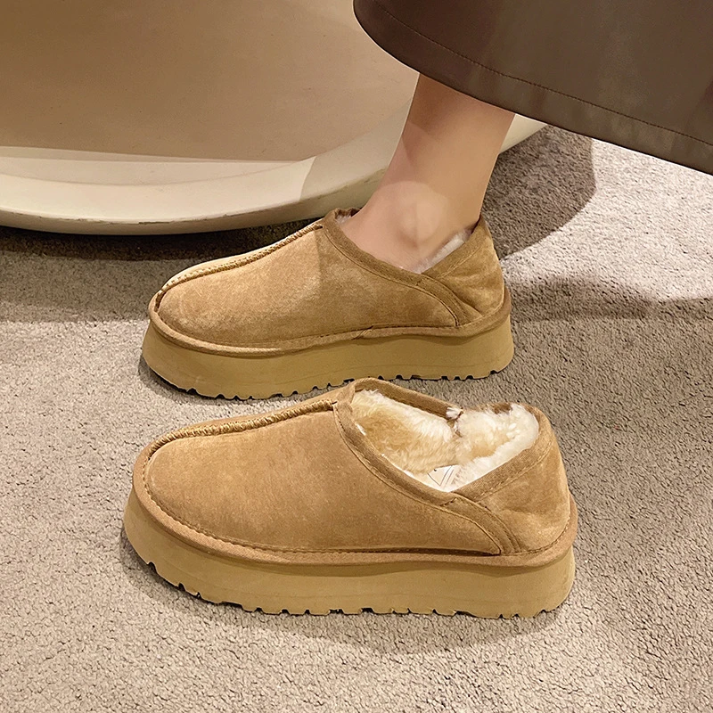 欧洲站雪地靴女2023秋冬季新款加绒加厚保暖棉鞋一脚蹬豆豆鞋