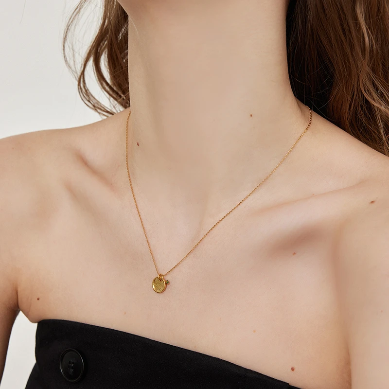 铜合金项链 小众时髦ins风小圆牌高级感简约休闲百搭叠戴项链