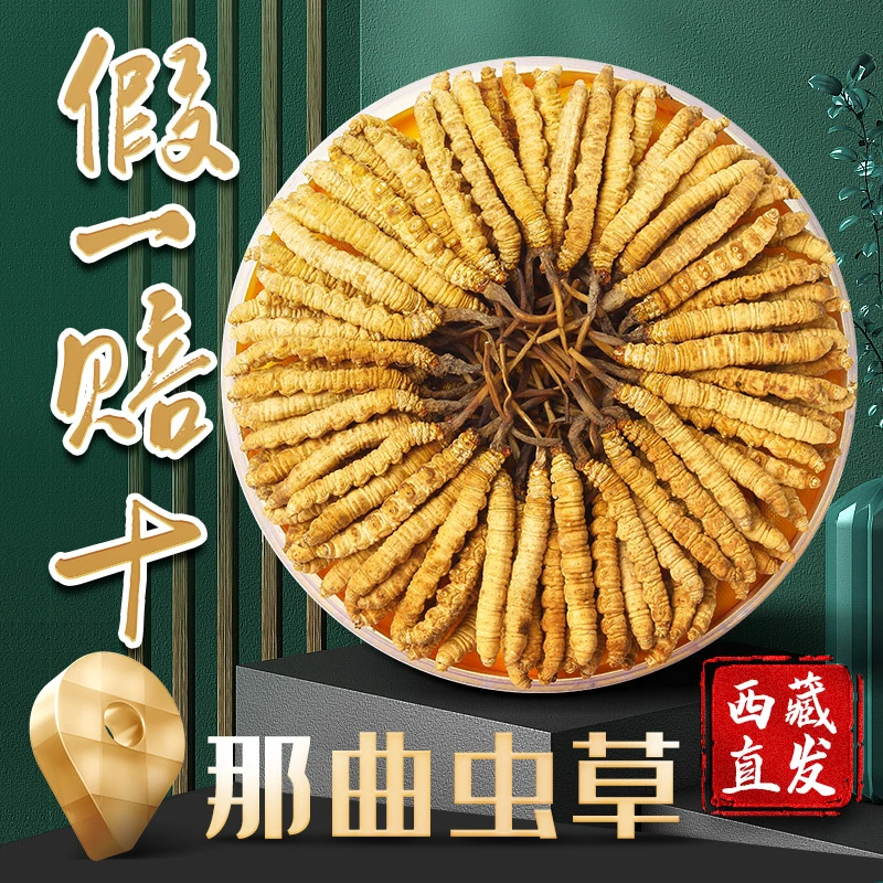 冬虫夏草饱满正品西藏那曲4根/克40根新鲜虫草10克送礼盒装高品质